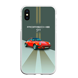 Чехол iPhone XS Max матовый Porsche спортивный немецкий автомобиль, цвет: 3D-белый