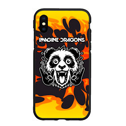 Чехол iPhone XS Max матовый Imagine Dragons рок панда и огонь, цвет: 3D-черный