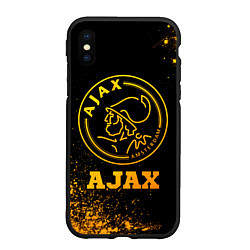 Чехол iPhone XS Max матовый Ajax - gold gradient, цвет: 3D-черный