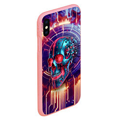 Чехол iPhone XS Max матовый Cyber art skull - steel metal, цвет: 3D-баблгам — фото 2