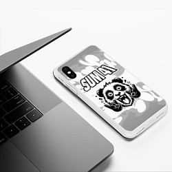 Чехол iPhone XS Max матовый Sum41 рок панда на светлом фоне, цвет: 3D-белый — фото 2