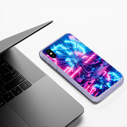 Чехол iPhone XS Max матовый Разбитая неоновая вывеска - мегаполис, цвет: 3D-светло-сиреневый — фото 2