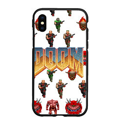 Чехол iPhone XS Max матовый Doom 1993 паттерн, цвет: 3D-черный