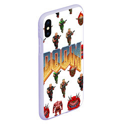 Чехол iPhone XS Max матовый Doom 1993 паттерн, цвет: 3D-светло-сиреневый — фото 2