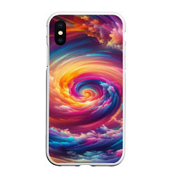 Чехол iPhone XS Max матовый Водоворот ярких красок, цвет: 3D-белый