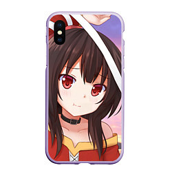 Чехол iPhone XS Max матовый Konosuba Мэгумин cute, цвет: 3D-светло-сиреневый