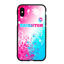 Чехол iPhone XS Max матовый Brighton neon gradient style посередине, цвет: 3D-черный