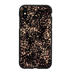 Чехол iPhone XS Max матовый Чёрный с напылением персикового цвета, цвет: 3D-черный