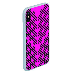 Чехол iPhone XS Max матовый Чёрные полосы на розовом фоне, цвет: 3D-голубой — фото 2