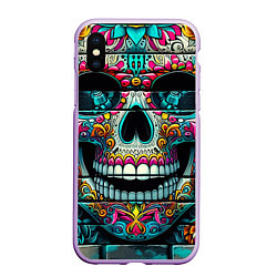 Чехол iPhone XS Max матовый Cool skull - graffiti ai art, цвет: 3D-сиреневый