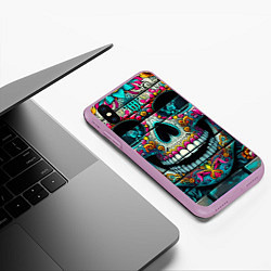 Чехол iPhone XS Max матовый Cool skull - graffiti ai art, цвет: 3D-сиреневый — фото 2