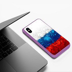 Чехол iPhone XS Max матовый Орнамент триколор, цвет: 3D-фиолетовый — фото 2