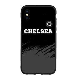 Чехол iPhone XS Max матовый Chelsea sport на темном фоне посередине, цвет: 3D-черный