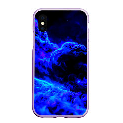 Чехол iPhone XS Max матовый Синий густой дым - inferno blue, цвет: 3D-сиреневый