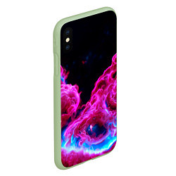 Чехол iPhone XS Max матовый Розовый густой туман - inferno pink, цвет: 3D-салатовый — фото 2