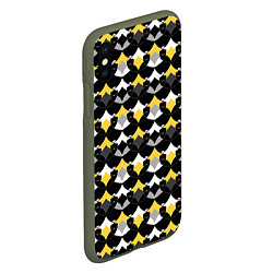 Чехол iPhone XS Max матовый Желто черный с белым геометрический узор, цвет: 3D-темно-зеленый — фото 2