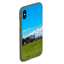 Чехол iPhone XS Max матовый Пригородный пейзаж, цвет: 3D-темно-зеленый — фото 2