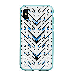 Чехол iPhone XS Max матовый Black and blue stripes on a white background, цвет: 3D-мятный