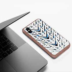 Чехол iPhone XS Max матовый Black and blue stripes on a white background, цвет: 3D-коричневый — фото 2