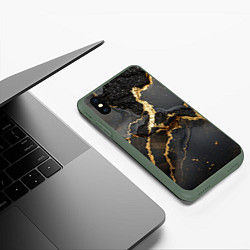 Чехол iPhone XS Max матовый Золото и черный агат, цвет: 3D-темно-зеленый — фото 2