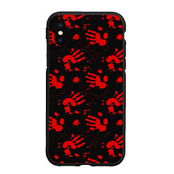 Чехол iPhone XS Max матовый Blood hands паттерн, цвет: 3D-черный