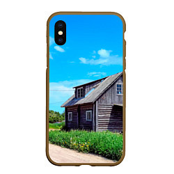 Чехол iPhone XS Max матовый Дом в деревне, цвет: 3D-коричневый