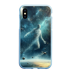 Чехол iPhone XS Max матовый Человек и космос - нейросеть, цвет: 3D-голубой