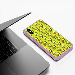 Чехол iPhone XS Max матовый Паттерн с половинкой авокадо, цвет: 3D-сиреневый — фото 2
