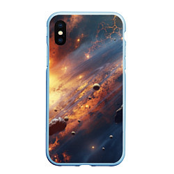 Чехол iPhone XS Max матовый Вселенная и планеты, цвет: 3D-голубой