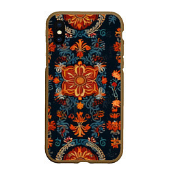 Чехол iPhone XS Max матовый Текстуры в славянском стиле, цвет: 3D-коричневый