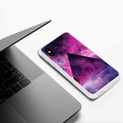 Чехол iPhone XS Max матовый Пирамида в космосе абстракции, цвет: 3D-белый — фото 2