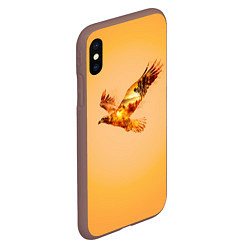 Чехол iPhone XS Max матовый Орел с пейзажем на закате двойная экспозиция, цвет: 3D-коричневый — фото 2