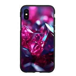 Чехол iPhone XS Max матовый Яркие розовые хрусталики, цвет: 3D-черный