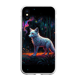 Чехол iPhone XS Max матовый Белая лисица на фоне волшебного леса, цвет: 3D-белый