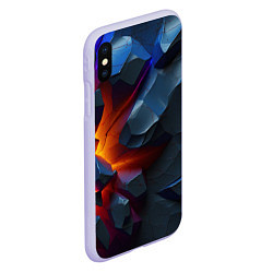 Чехол iPhone XS Max матовый Объемные камни в разломе, цвет: 3D-светло-сиреневый — фото 2