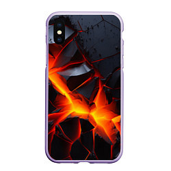 Чехол iPhone XS Max матовый Камни в разломе красный свет