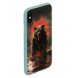 Чехол iPhone XS Max матовый Russian angry bear, цвет: 3D-мятный — фото 2