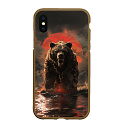 Чехол iPhone XS Max матовый Russian angry bear, цвет: 3D-коричневый