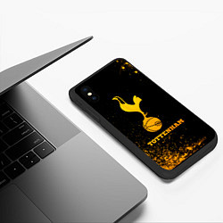 Чехол iPhone XS Max матовый Tottenham - gold gradient, цвет: 3D-черный — фото 2