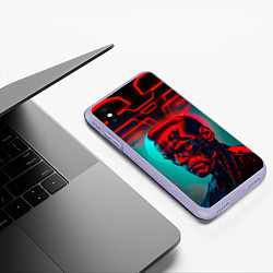 Чехол iPhone XS Max матовый Терминатор в красном свечении, цвет: 3D-светло-сиреневый — фото 2