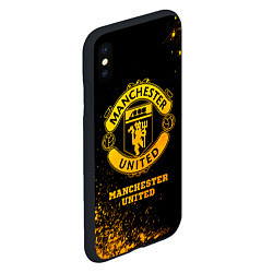Чехол iPhone XS Max матовый Manchester United - gold gradient, цвет: 3D-черный — фото 2