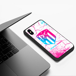 Чехол iPhone XS Max матовый Atletico Madrid neon gradient style, цвет: 3D-черный — фото 2