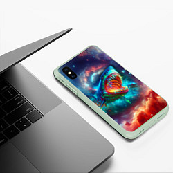 Чехол iPhone XS Max матовый Пасть космической акулы - нейросеть, цвет: 3D-салатовый — фото 2