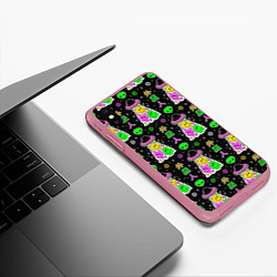 Чехол iPhone XS Max матовый Паттерн из НЛО, цвет: 3D-малиновый — фото 2