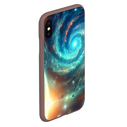 Чехол iPhone XS Max матовый Неоновая далёкая галактика - нейросеть, цвет: 3D-коричневый — фото 2