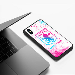 Чехол iPhone XS Max матовый Aston Villa neon gradient style, цвет: 3D-черный — фото 2