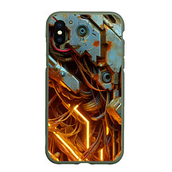 Чехол iPhone XS Max матовый Cyber armor - ai art, цвет: 3D-темно-зеленый