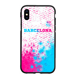 Чехол iPhone XS Max матовый Barcelona neon gradient style посередине, цвет: 3D-черный