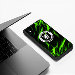 Чехол iPhone XS Max матовый Chelsea sport club fc fire, цвет: 3D-черный — фото 2