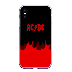 Чехол iPhone XS Max матовый AC DC fire rock steel, цвет: 3D-сиреневый
